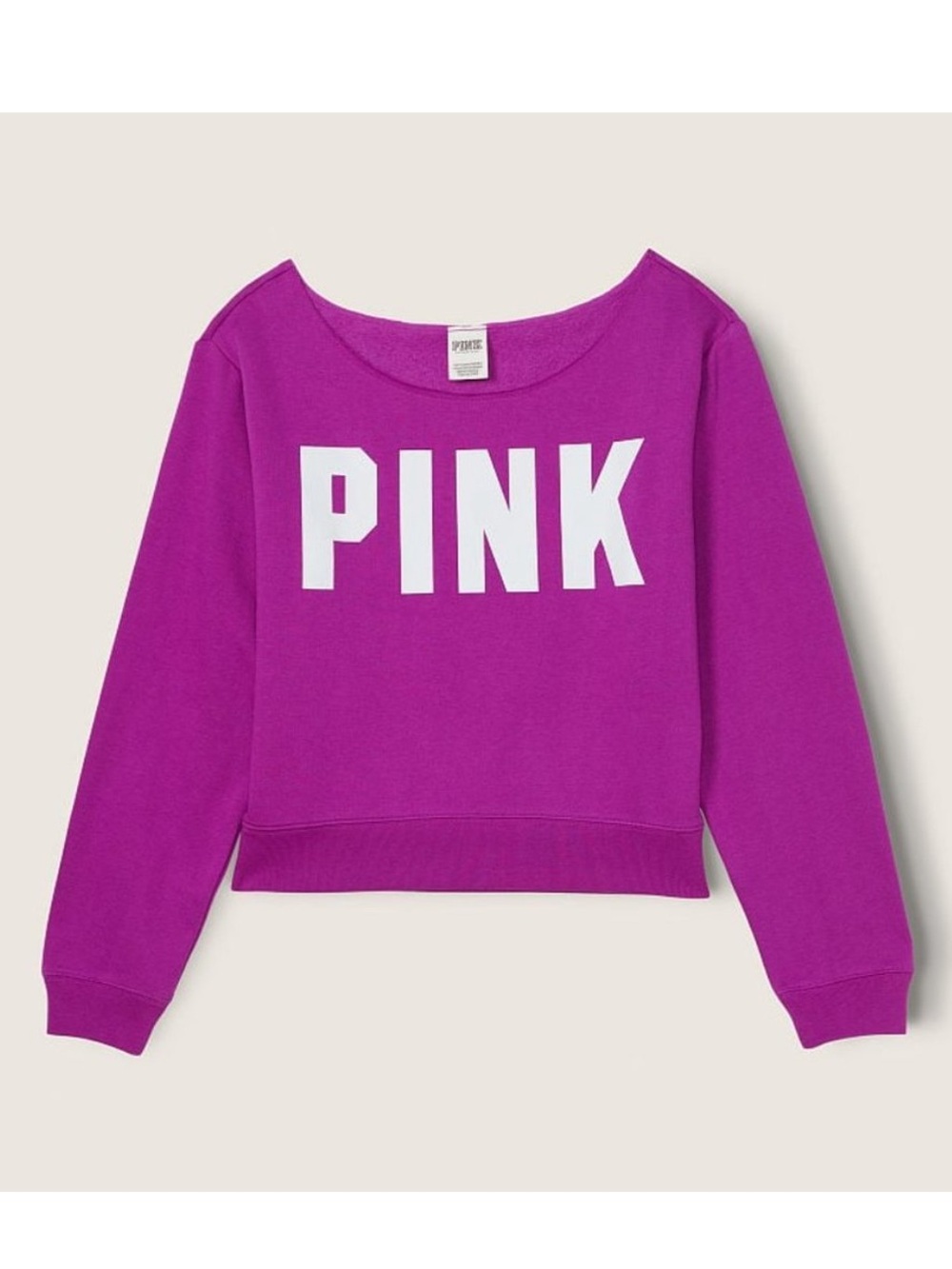 NEW!💗PINK VS Fuchsia FLEECE CROPPED Off The Shoulder Sweatshirt! NWT! Size XL!